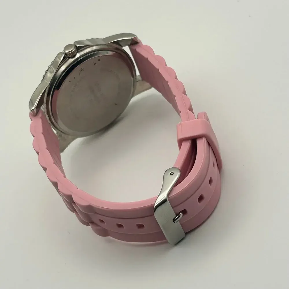 Women’s Pink Watch Stainless Steel White Dial Working New Battery